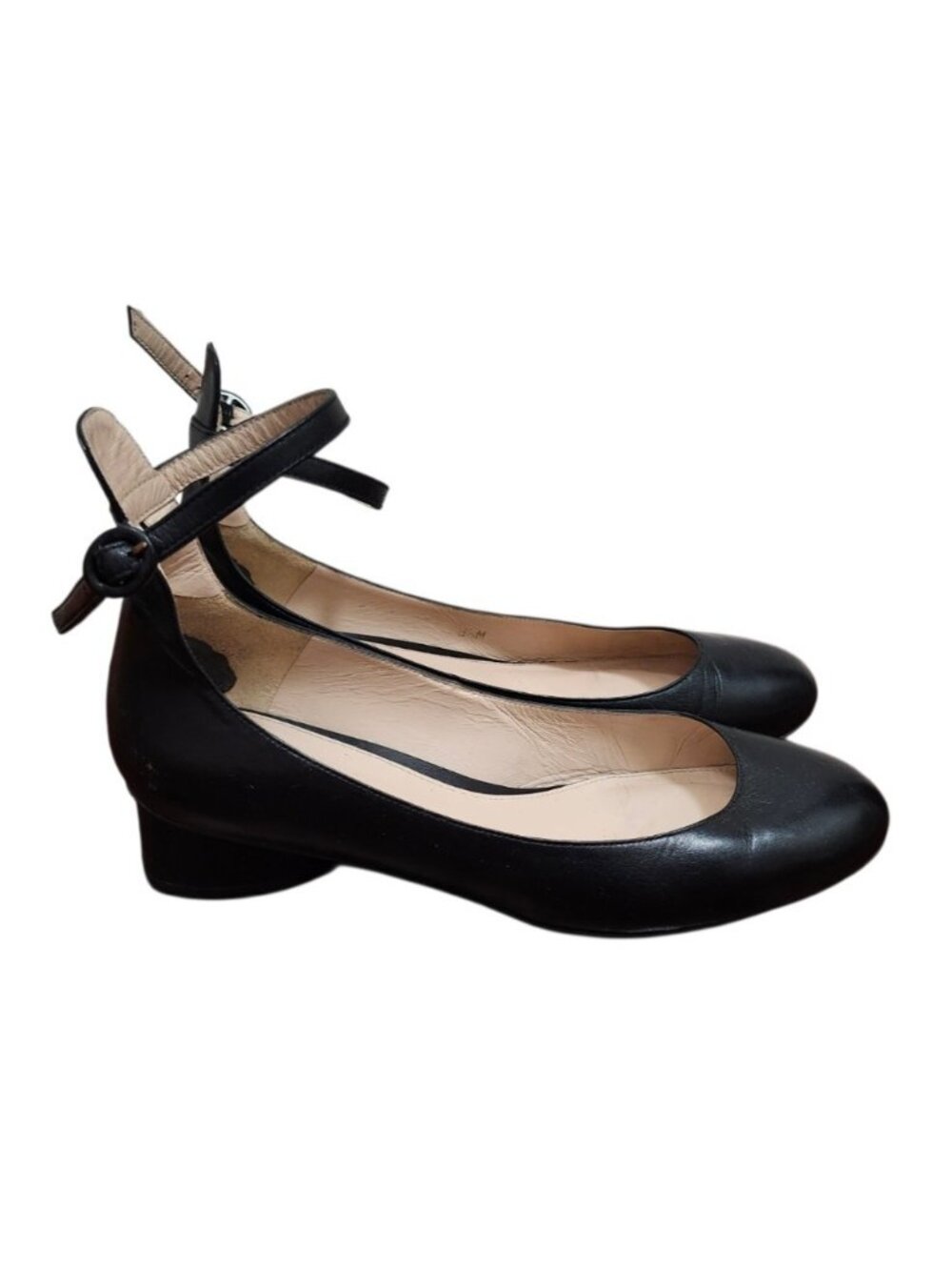 Stuart Weitzman Black Leather Ankle Strap Ballet Flats Low Heel Shoes Women 8.5M - Picture 4 of 16